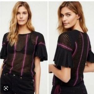 Free People open knit striped sweater